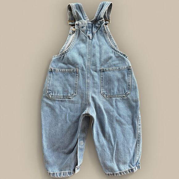 Vtg Disney Y2K Baby Minnie Mouse Embroidered Denim Overalls 12 Month Cheerleader - Picture 4 of 4